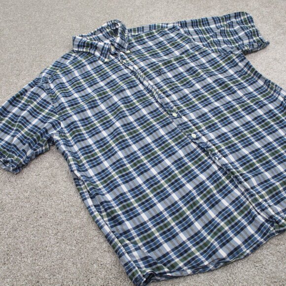 Brooks Brothers 346 Shirt Mens XL Blue/Green Checkered 100% Cotton S/S Button - Picture 5 of 11